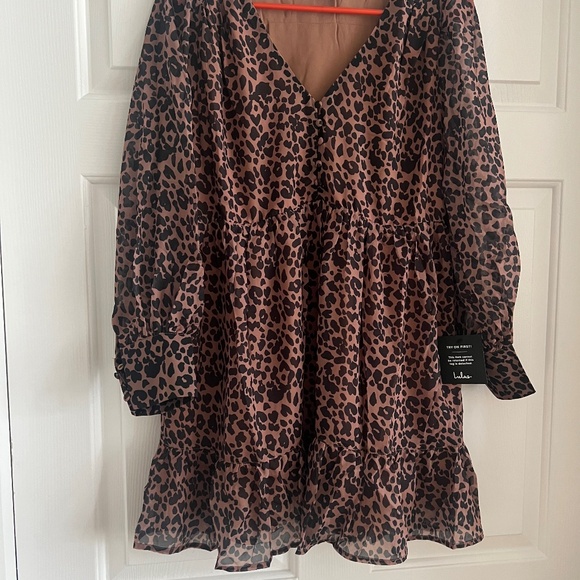 Rock It Out Brown and Black Leopard Print Babydoll Dress - Picture 4 of 4